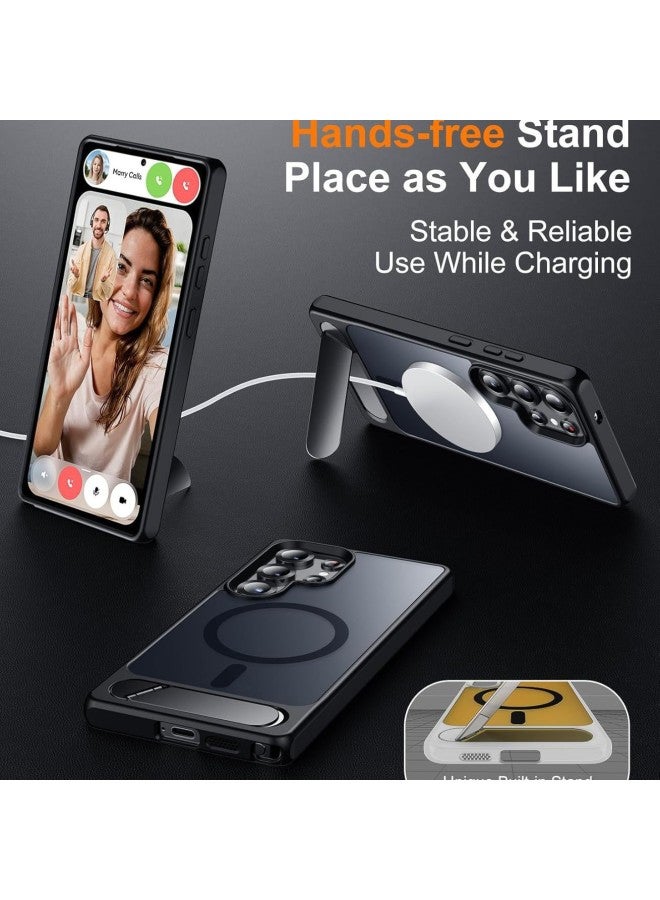 Matte Magnetic Ring Kickstand Phone Case For Samsung Galaxy S25/S26 Ultra, Shockproof Soft TPU Protective Cover Compatible with Wireless Charger - Image 3