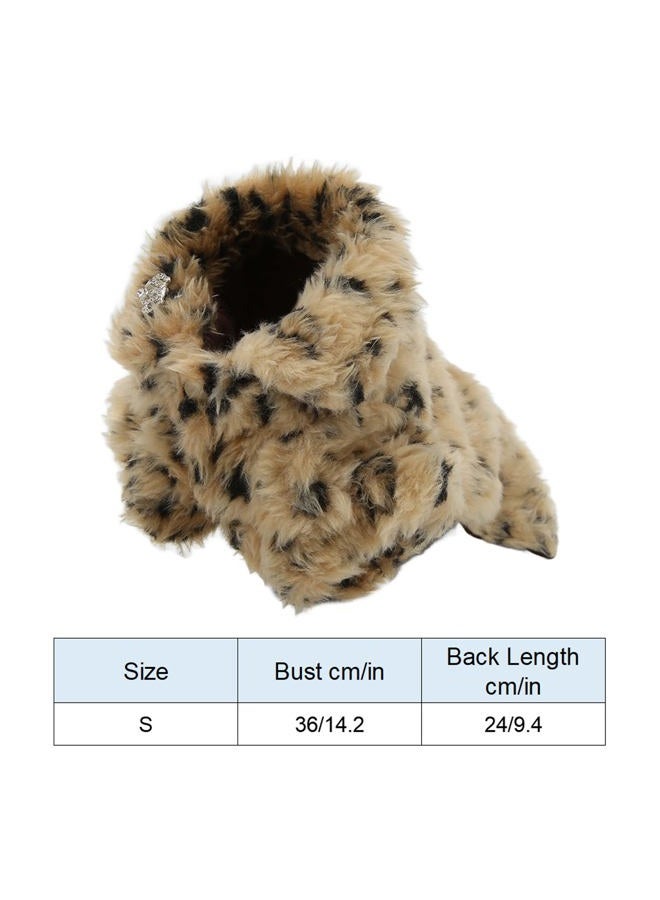 ariarly Leopard Print Sweater Dog Coat Pet Leopard Print Cloak Cute Retro Stylish Puppy Plush Jacket for Autumn and Winter (M) - Image 4