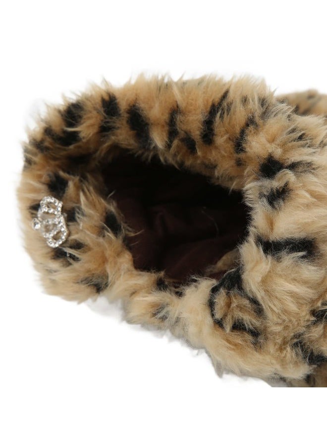 ariarly Leopard Print Sweater Dog Coat Pet Leopard Print Cloak Cute Retro Stylish Puppy Plush Jacket for Autumn and Winter (M) - Image 3