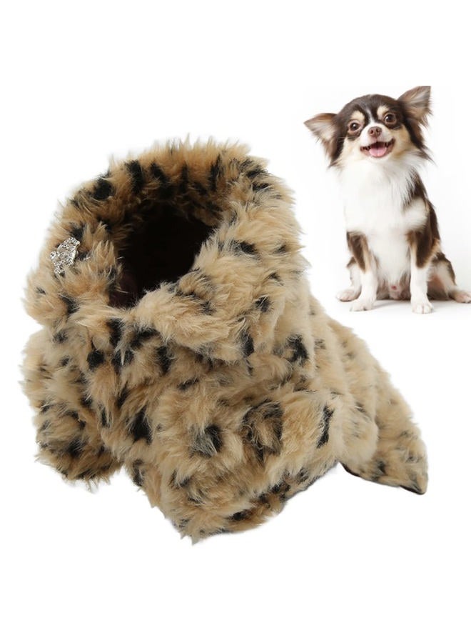 ariarly Leopard Print Sweater Dog Coat Pet Leopard Print Cloak Cute Retro Stylish Puppy Plush Jacket for Autumn and Winter (M) - Image 1