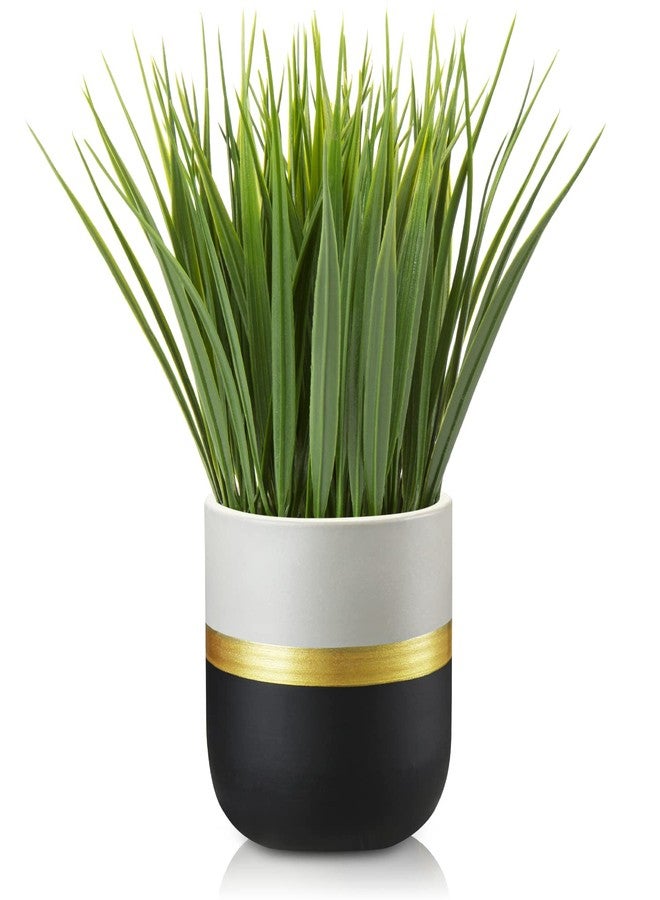 Hollyone Artificial Plants Small Faux Plant Decor Fake Potted Plant Faux Plants in Pots Fake Grass Pot for Home Table Office Desk Room Bathroom House Indoor Decorative Gifts - Image 1