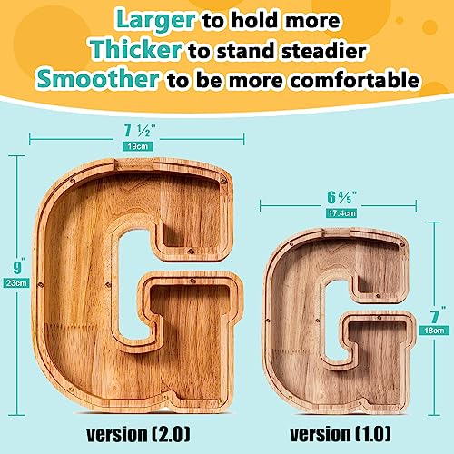 SummiDate Wooden Letter Piggy Bank for Kids Piggy Bank for Boys Girls Toddler Alphabet G Money Bank Personalized Initial Wood Coin Bank Birthday for Kids G - Image 5
