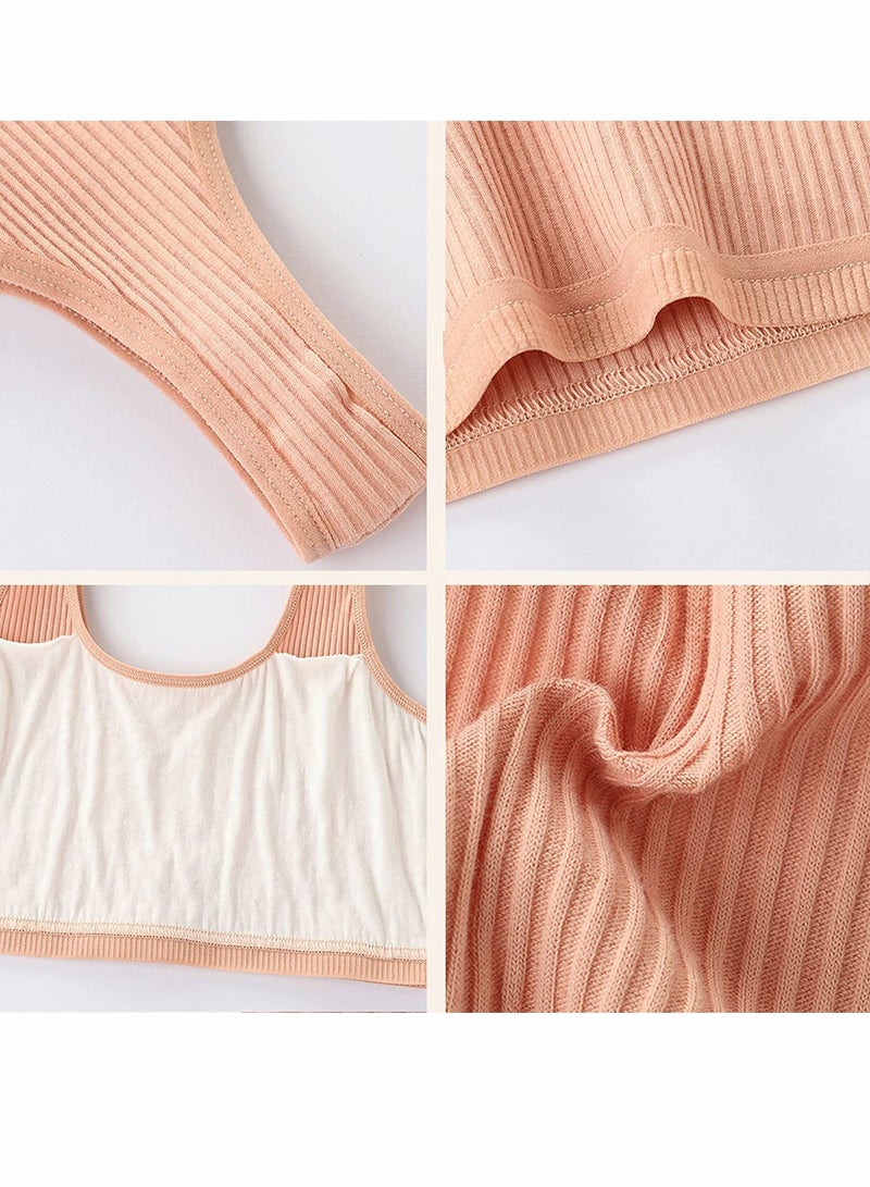 Excefore حمالات صدر للبنات بدون درزات، 6 قطع، حمالة صدر للأطفال قابلة للتنفس، صدرية تدريب قطنية، حمالة صدر رياضية للبنات، ملابس داخلية مرنة للمراهقات النامية - Image 4