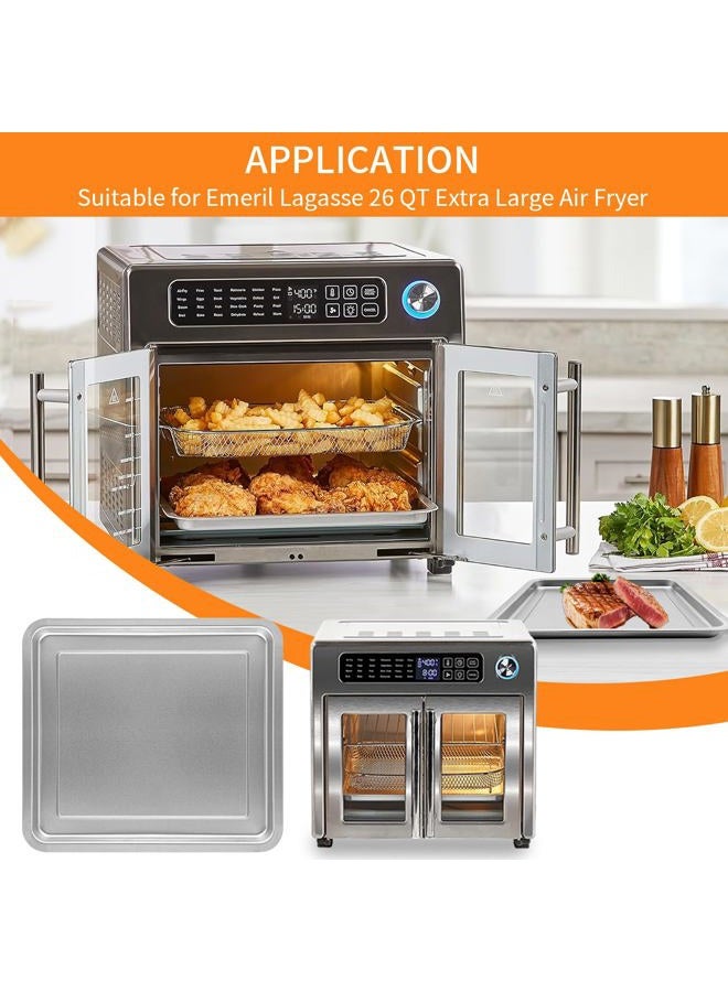GWY Air Fryer Tray for Emeril Lagasse 26 QT Extra Large Air Fryer, 12.2''×11.2'' Stainless Steel Air Fryer Accessories Grill Pan Grill Plate Crisper Plate Replacement Parts Rack - Image 3