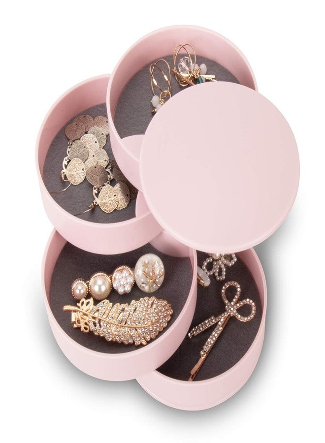 Storescent Jewellery Box, Travel Jewelry Organizer for Necklace Earring Rings Jewelry Case Holder for Women (4-Layer Pink) - Image 1