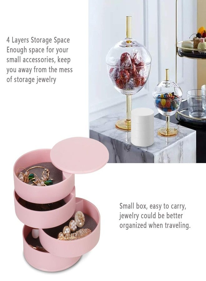Storescent Jewellery Box, Travel Jewelry Organizer for Necklace Earring Rings Jewelry Case Holder for Women (4-Layer Pink) - Image 5