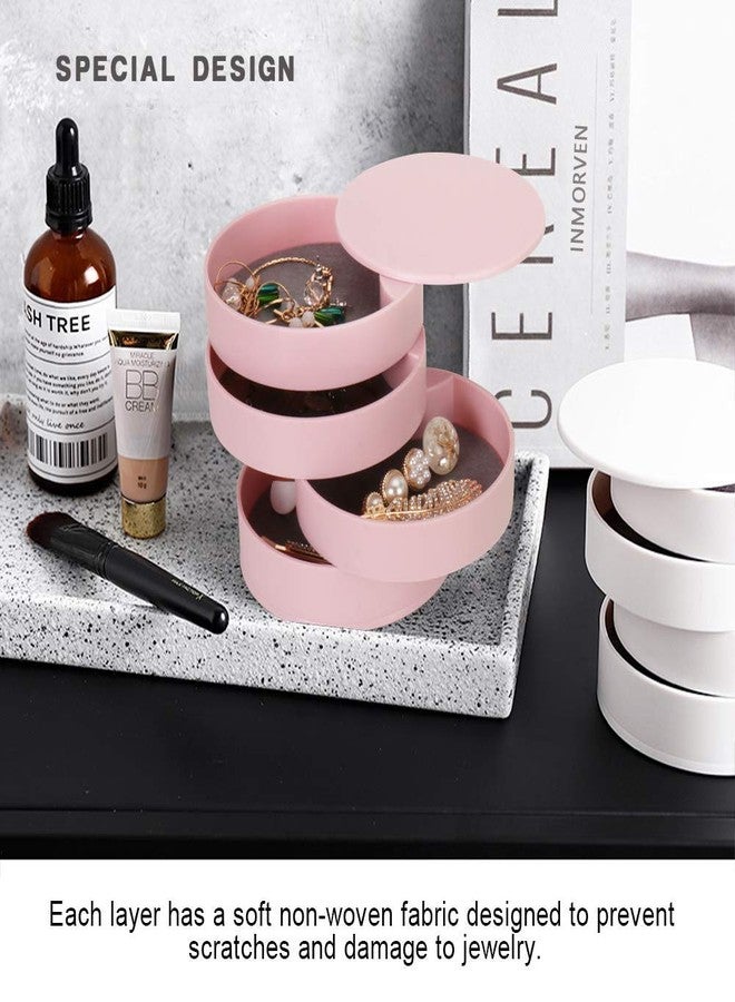 Storescent Jewellery Box, Travel Jewelry Organizer for Necklace Earring Rings Jewelry Case Holder for Women (4-Layer Pink) - Image 3
