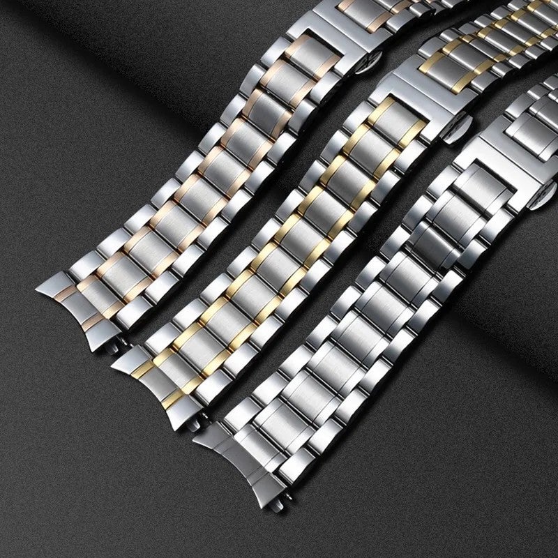 Bluejw Solid Stainless Steel Watch Band with Butterfly Buckle - Universal Replacement Bracelet Strap for Smart Watches - Arc/Straight End - Image 4