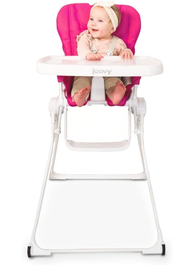 Joovy كرسي عالٍ جوفي نوك NB، مقعد قابل للإمالة، طي مدمج، صينية تفتح بسهولة، وردي كراش (2206) - Image 1
