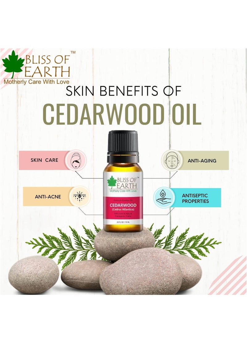 BLISS OF EARTH Bliss of Earth Pure Tea Tree Green & Cedarwood Organic Essential Oils Combo 10ml For Mosquito & Bug Repelling Pack of 2  - Image 2