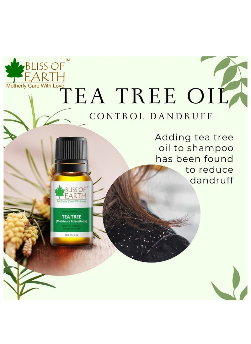 BLISS OF EARTH Bliss of Earth Pure Tea Tree Green & Cedarwood Organic Essential Oils Combo 10ml For Mosquito & Bug Repelling Pack of 2  - Image 5