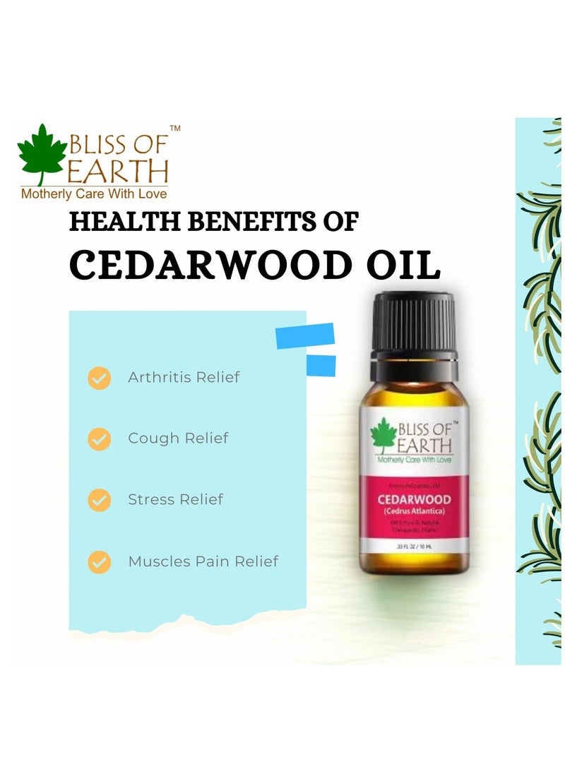 BLISS OF EARTH Bliss of Earth Pure Tea Tree Green & Cedarwood Organic Essential Oils Combo 10ml For Mosquito & Bug Repelling Pack of 2  - Image 3