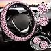 Gwwens Pink Leopard Print Steering Wheel Cover for Women Universal Auto Steering Wheel 1415 Inch Car Interior Accessories with 2PCS Car Coasters Suitable for Men and Women - Image 2