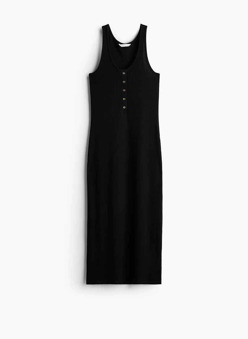 H&M Ribbed Button-Front Dress