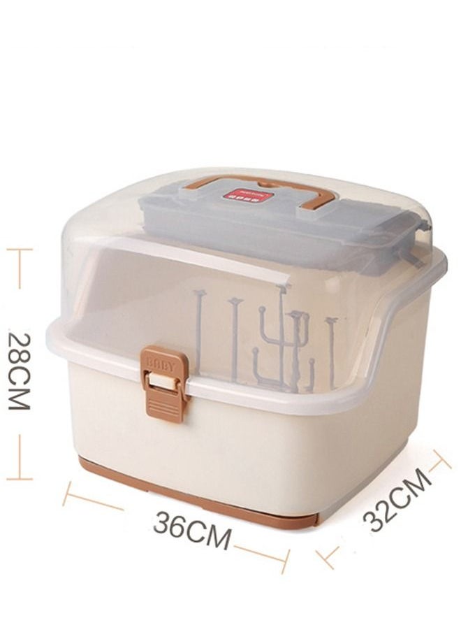 CityRiya-Long Baby Bottle Drying Rack Portable Baby Bottle Organizer Storage for Travel Nursing Bottle Storage Box Organizer with Cover Multifunctional Baby Dinnerware Organizer Bottle Holder for Toddler  - Image 5