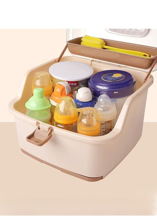 CityRiya-Long Baby Bottle Drying Rack Portable Baby Bottle Organizer Storage for Travel Nursing Bottle Storage Box Organizer with Cover Multifunctional Baby Dinnerware Organizer Bottle Holder for Toddler  - Image 4