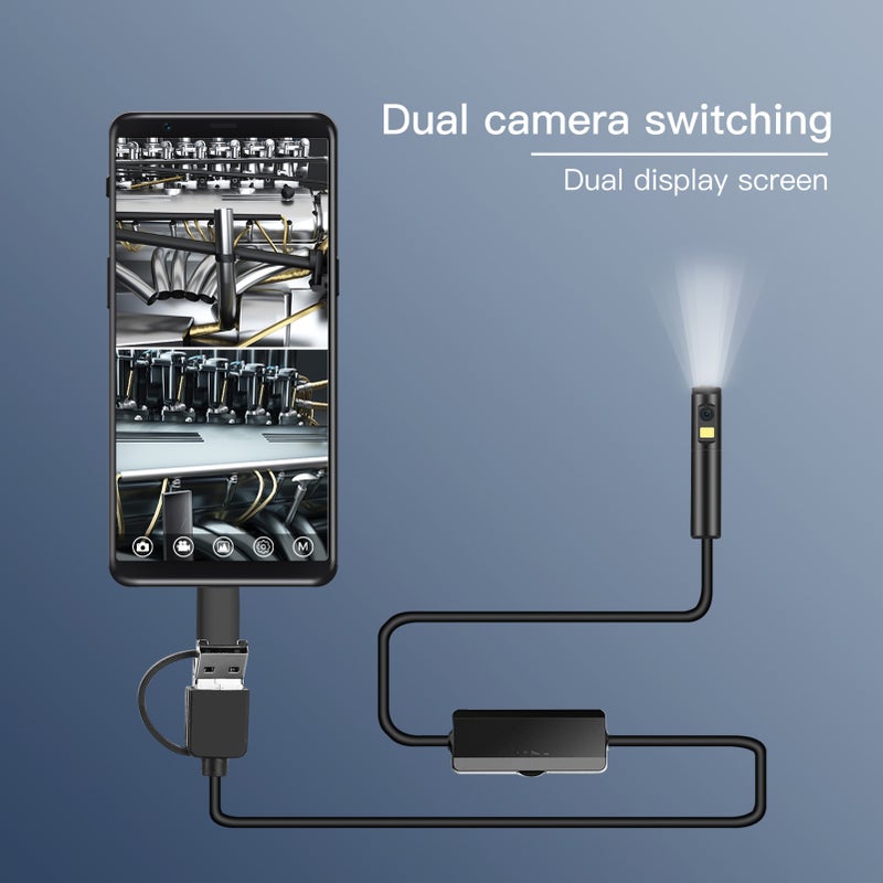 Industrial Endoscopy Borescope Inspection Camera 3 In 1 Interface Replacement for Type-C/ Android/ USB Port Built-in 9 Dimmable Adjustable Brightness LEDs 8mm Lens 1960 * 1080 Resolution IP68 Water - Image 2