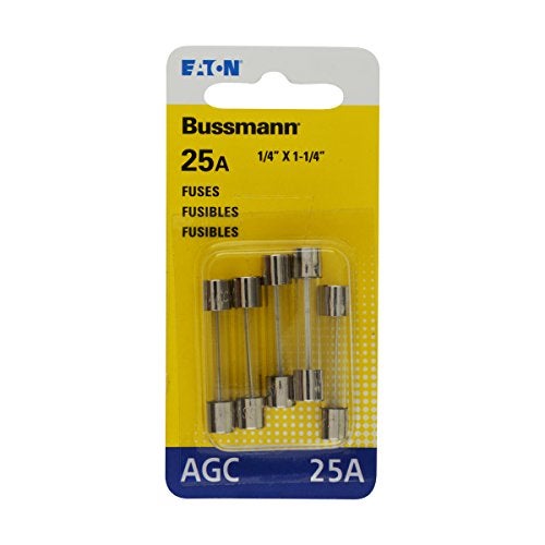 Bussmann BP/AGC-25 25 Amp Fast Acting Glass Tube Fuse - Image 1