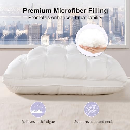 YOUR MOON Soft Pillows Queen Size for Sleeping, Support Bed Pillows, Fluffy Down Alternative Pillow, Luxury Hotel Gel Pillows for Side Sleeping (White) - Image 2