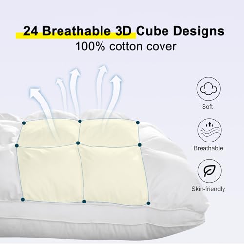 YOUR MOON Soft Pillows Queen Size for Sleeping, Support Bed Pillows, Fluffy Down Alternative Pillow, Luxury Hotel Gel Pillows for Side Sleeping (White) - Image 3