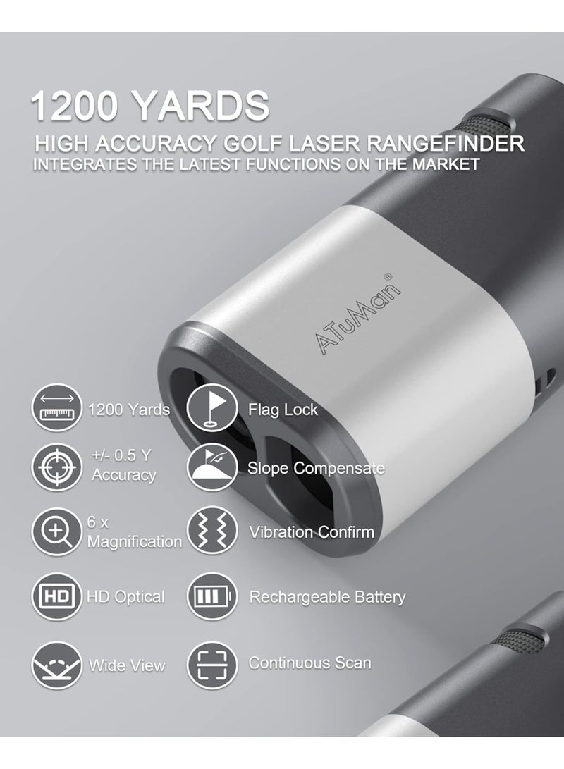 ATuMan Laser Golf Rangefinder with Slope, 6X Magnification, 1200 Yards, Fast Focus, flagpole Lock, ramp Compensation, Rechargeable, Suitable for Hunting, Outdoor Hiking, Search and Rescue (TR1) - Image 2