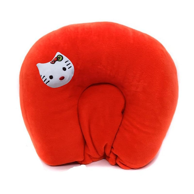 S-SQUARE Seed Pillow for New Born Baby Ideal for Round Head Shaping Seed Pillow with Foam Cotton Cover U Shape for Head Shaping Baby 0 to 18 Months Kids (Red) - Image 1