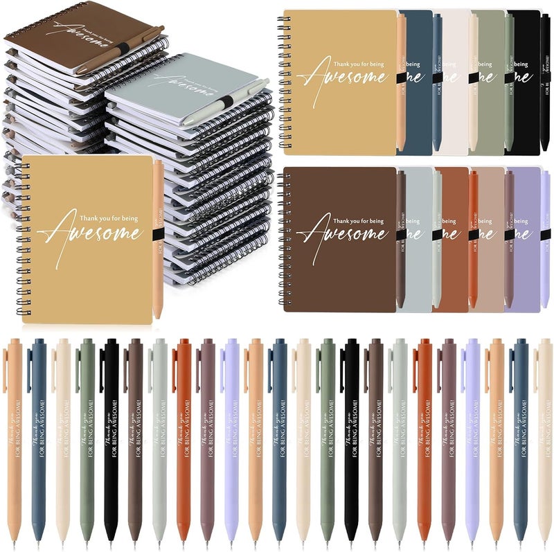 Honoson 30 Sets Employee Appreciation Gifts Thank You Spiral Notebook with Pen Set Inspiration Journal Notepad Staff Coworkers Office Team Gift Operation Christmas Bulk (Vivid Morandi Color) - Image 1