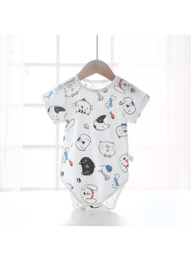Baby's Fart Bag Clothing Summer Men's And Women's Baby Short-sleeved Jumpsuit Newborn Pure Cotton Triangle Hassel Thin Climbing Clothing
