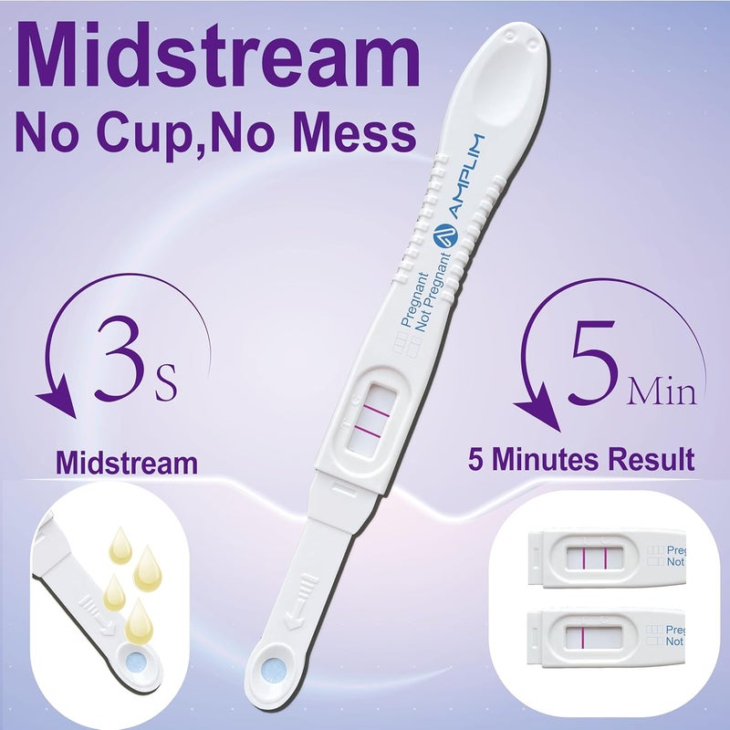 AMPLIM HCG Early Detection Pregnancy Test Bulk Stick  6Days Sooner Extra Sensitive 10 MIUmL Midstream  Mom 2Sec Easy Home Tests 9999 Accurate Pregnant Test Result ept 10Pack - Image 3