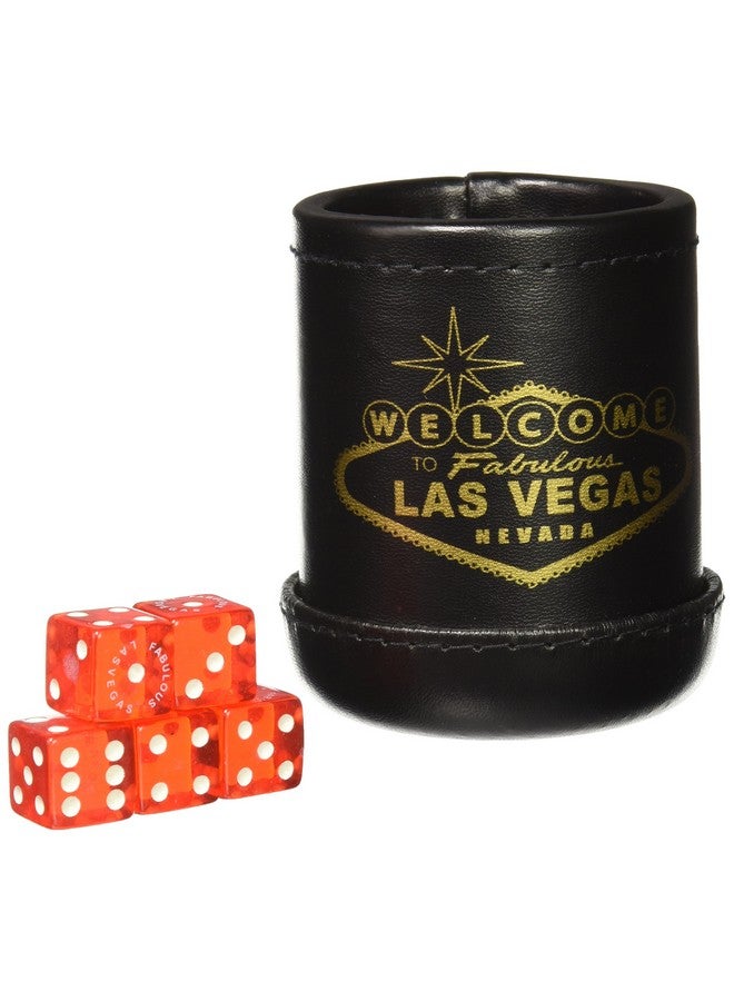 CHH Black Deluxe "Welcome To Las Vegas" Dice Cup with 5 Standard Dice