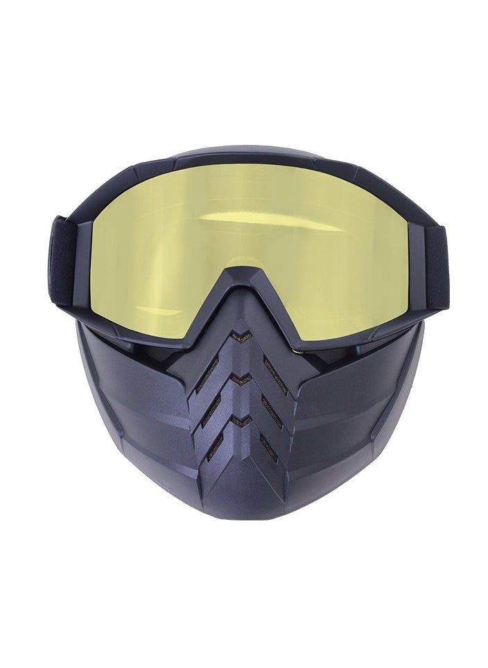 BOLLFO Off Road Half Helmet Mask, Wind And Sand Resistant, Detachable Cycling Glasses  - Image 1