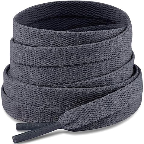 HAPPYMATES Shoes laces Flat 1/4" Athletic ShoeLaces for Sport/Running Shoes Shoe Strings 2Pair Shoes and Boot/Outdoor Walking Sneakers/Outdoor Hiking Shoe/Climbing shoelaces (DARK GREY FLAT) - Image 5