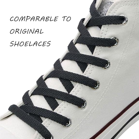 HAPPYMATES Shoes laces Flat 1/4" Athletic ShoeLaces for Sport/Running Shoes Shoe Strings 2Pair Shoes and Boot/Outdoor Walking Sneakers/Outdoor Hiking Shoe/Climbing shoelaces (DARK GREY FLAT) - Image 3