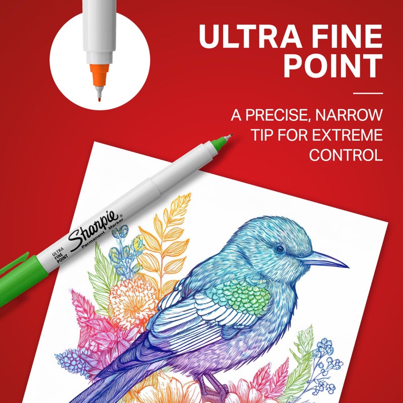 Sharpie Permanent Markers Ultra Fine Point Assorted Colors 12 Count - Image 5