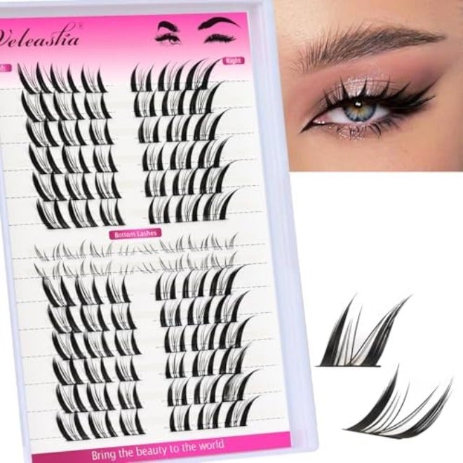 Veleasha False Eyelashes Wispy Faux Mink Lashes Fluffy Handmade Fake Eyelashes Natural Look 7 Pairs Pack Luxury Cat Eye Lashes (815) - Image 1