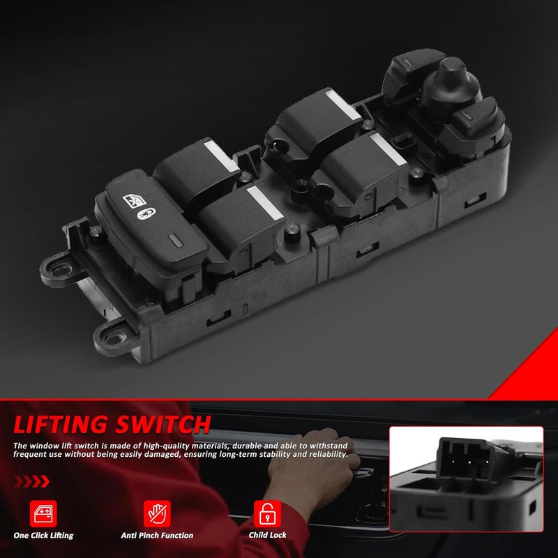 Front Left Window Switch Black for Land Rover Discovery Sport 2014-2019 Replacement # LR085483 FK7214540AC LR059772 - Image 2
