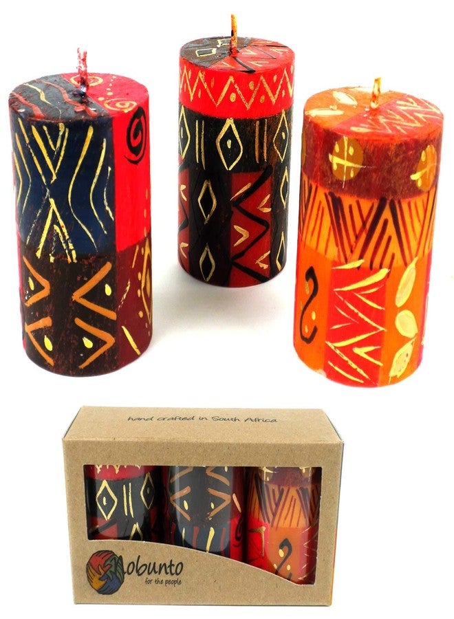 Global Crafts Set of Three Boxed Hand-Painted Candles - Bongazi Africa Design - Nobunto Candles - Image 2