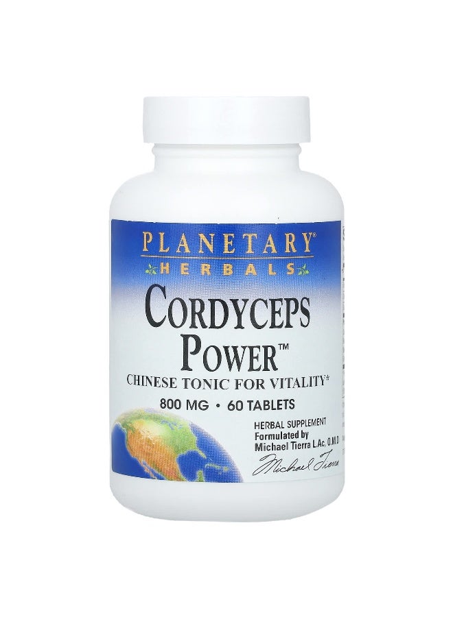 Planetary Herbals, Cordyceps Power, 800 mg, 60 Tablets (400 mg per Tablet) (Packaging may vary) - Image 1