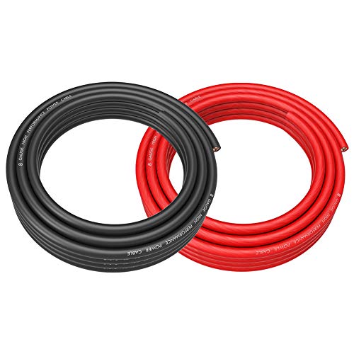 ROCKRIX 8 Gauge 25ft Black and 25ft RED Car Audio Power Ground Soft Touch Wire Cable Set - Image 1
