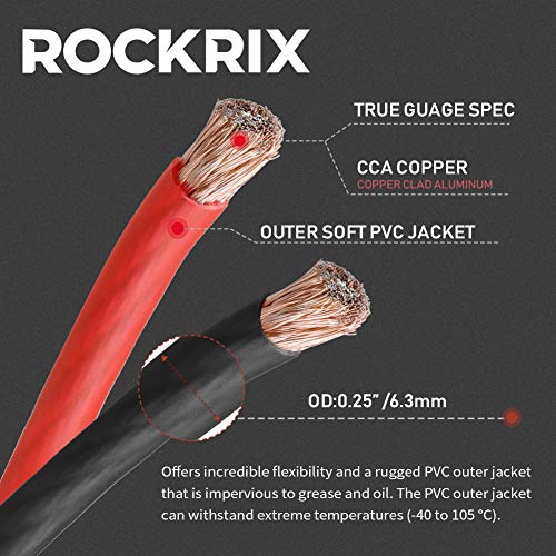 ROCKRIX 8 Gauge 25ft Black and 25ft RED Car Audio Power Ground Soft Touch Wire Cable Set - Image 2