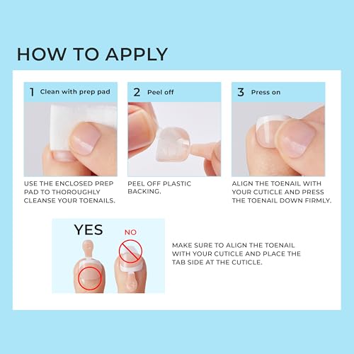 Impress KISS imPRESS Pedicure French Tip Press On Toenails, 'Blanc Chic', White, Short Squoval, Pedicure Nail Kit Includes 24 Press On Toenails, Prep Pad, Mini Nail File, & Pedicure Stick - Image 2