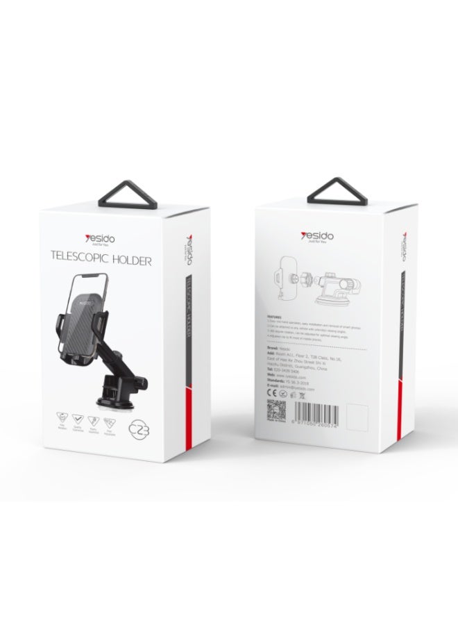 Yesido c23 universal car mobile holder adjustable automatic clip stand dashboard windshield gps car mount bracket sucker mobile phone holder mobile support - Image 5