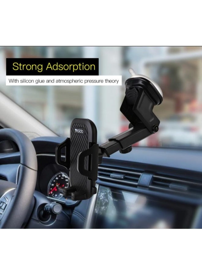 Yesido c23 universal car mobile holder adjustable automatic clip stand dashboard windshield gps car mount bracket sucker mobile phone holder mobile support - Image 3