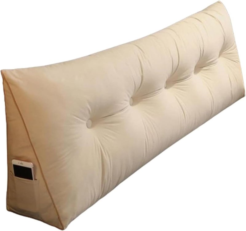 Triangular Headboard Pillow,Large Headboard Pillow Large Bolster Cushion Headboard Backrest Wedge Pillow with Removable Cover and Two Large Side Pockets,(P,80x50x20cm) - Image 1