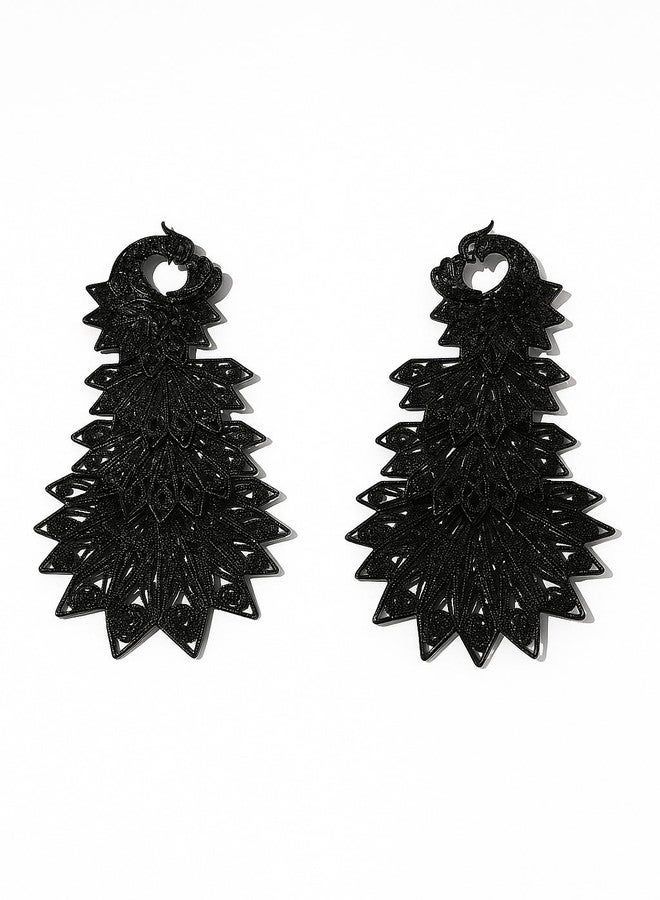 DEEP CREATION "Deep Creation Traditional Frogs Black Peacock Design Oxidised Jhumka Earrings for Women and Girls – Antique Finish Lightweight Ethnic Indian Jewelry for Festive, Wedding & Party - Image 4