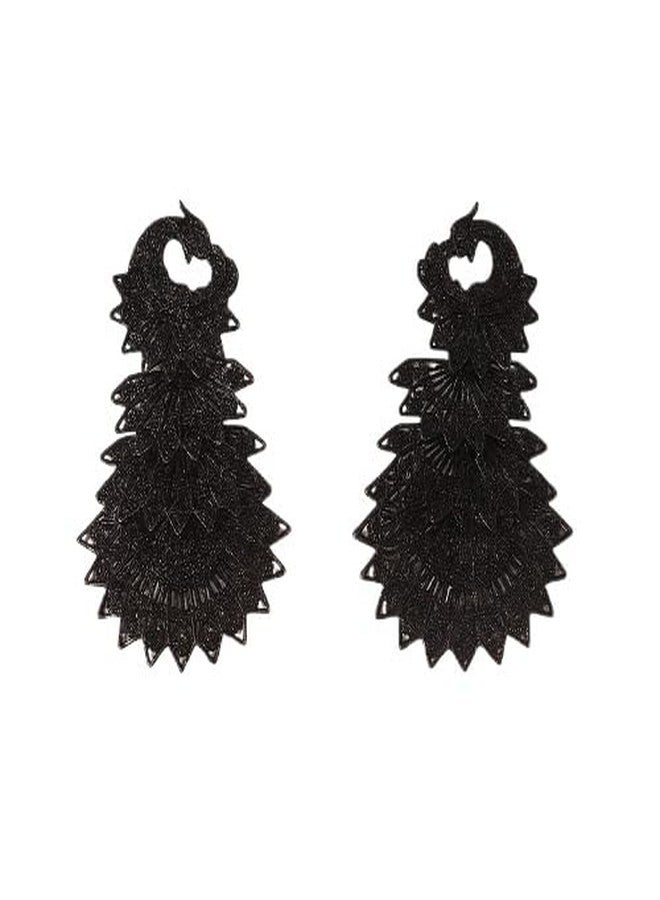 DEEP CREATION "Deep Creation Traditional Frogs Black Peacock Design Oxidised Jhumka Earrings for Women and Girls – Antique Finish Lightweight Ethnic Indian Jewelry for Festive, Wedding & Party - Image 1