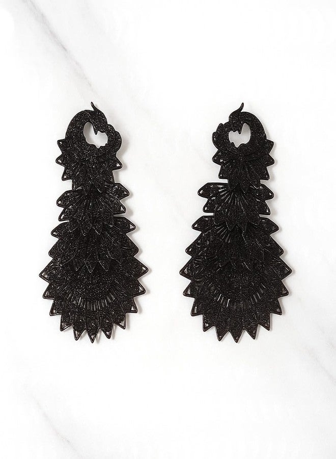 DEEP CREATION "Deep Creation Traditional Frogs Black Peacock Design Oxidised Jhumka Earrings for Women and Girls – Antique Finish Lightweight Ethnic Indian Jewelry for Festive, Wedding & Party - Image 2
