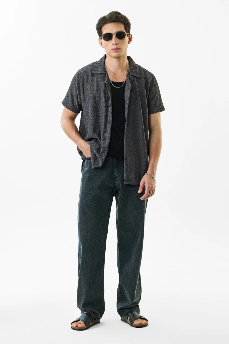 SNITCH Grey Self-design Slim Fit Stretch Shirt for Men | Best Price UAE