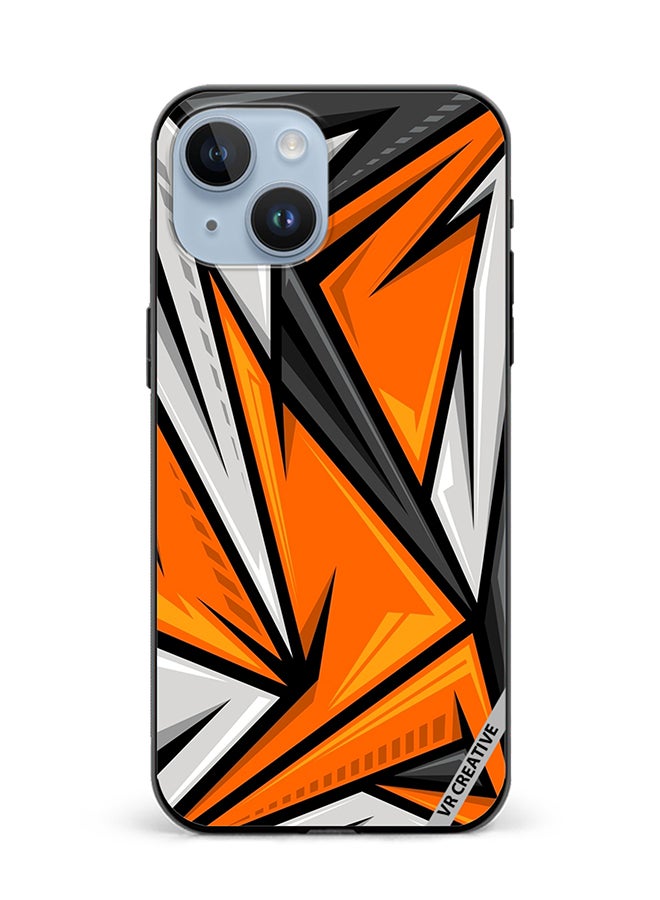 VR CREATIVE Protective Case Cover For Apple iPhone 15 Texture Sports Racing Style Orange Color Design Multicolour - Image 1