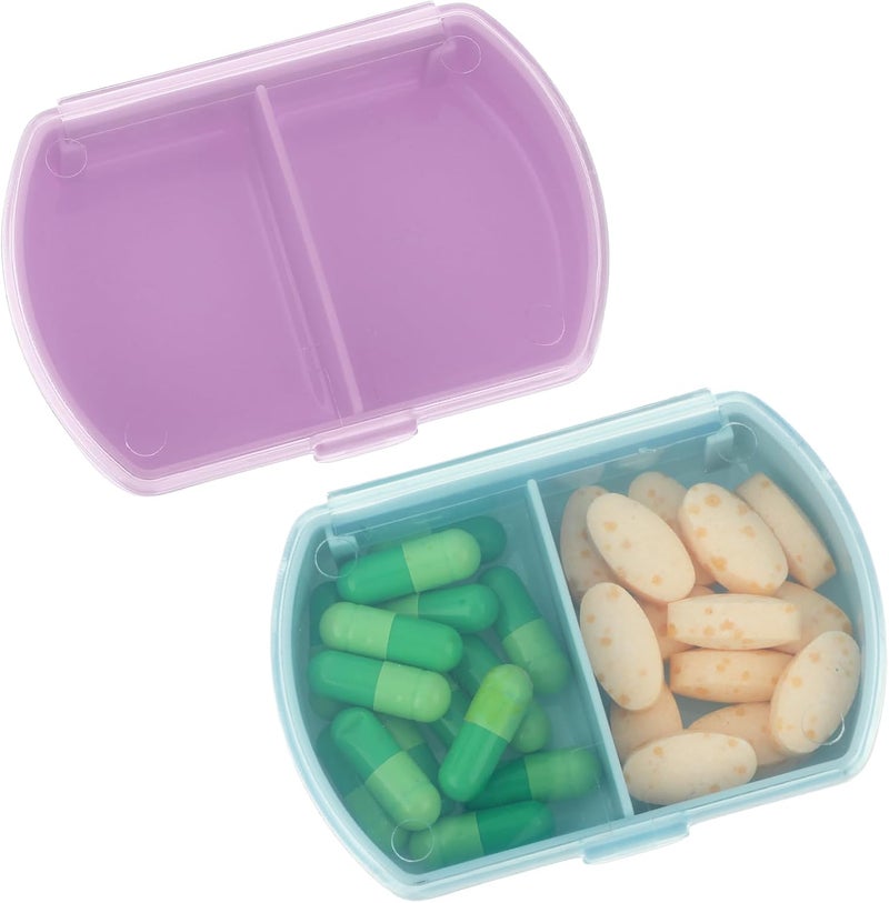 Sibba Pill Organizer Medicine Box Case Container Medication Supplement Kit Pocket Holder Bottle Dispenser 2 Times A Day Pillbox Daily Week Compartments Organization Travel Vacation Essentials